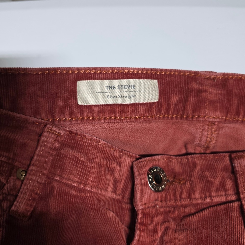 AG Adriano Goldschmied The Stevie Slim Straight Corduroy Pants Rust Orange 30R - Picture 5 of 13